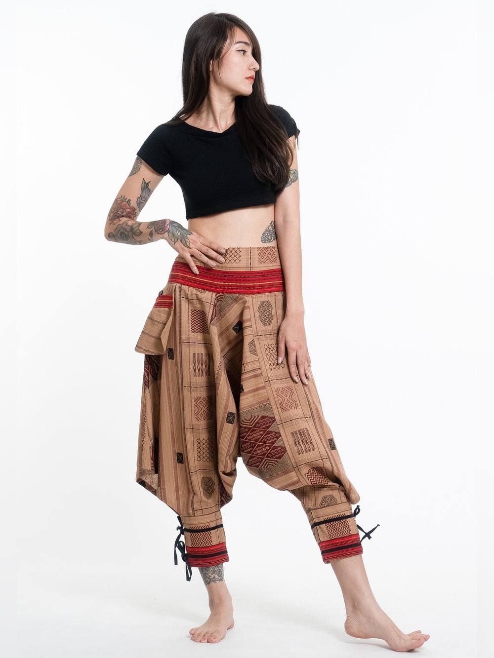 Boho Tan Tribal Harem Pants